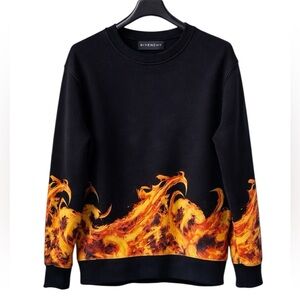 Givenchy Black Sweater with Orange Flame Design Authentic pre-owned sz M